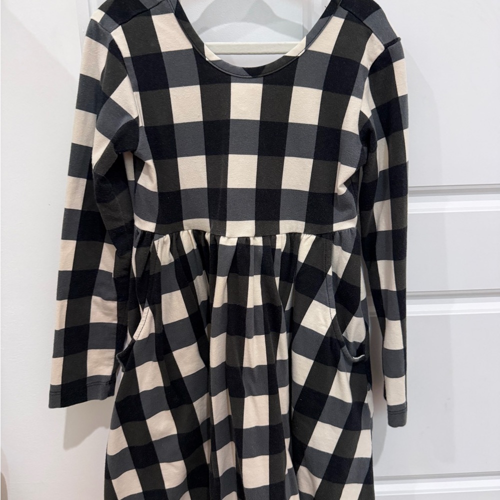 Hanna Andersson Black and Cream Checkered Kids Dress